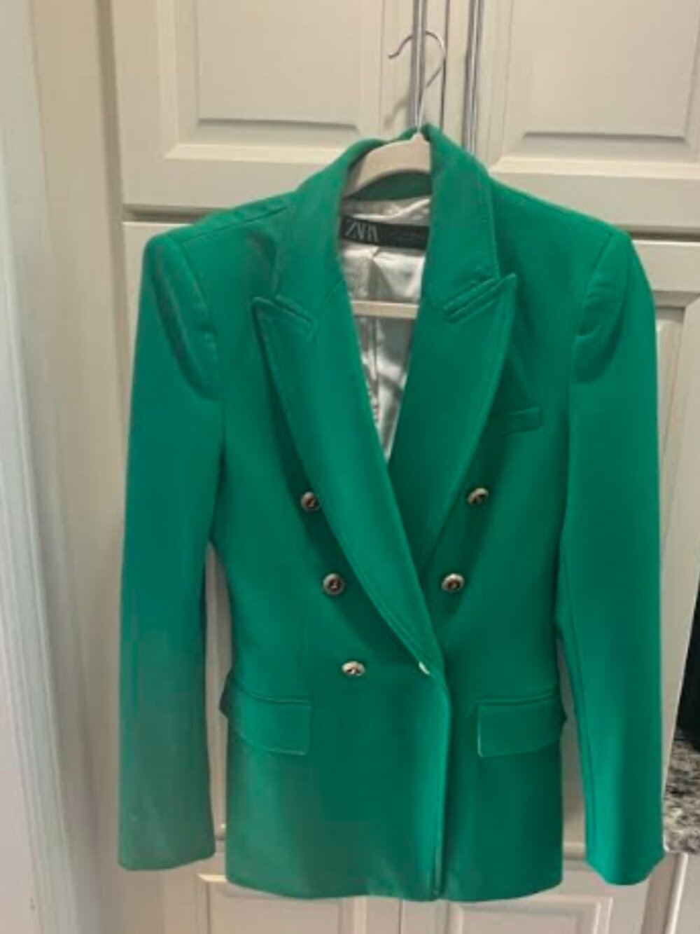 Zara Green Double-Breasted Blazer – Size Small